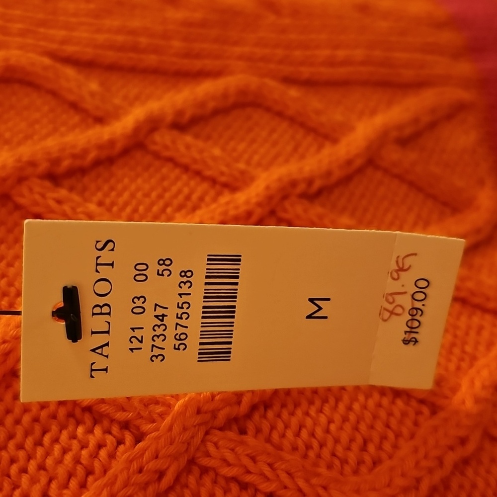 Talbots Women's Orange Striped Sweater - Picture 5 of 8